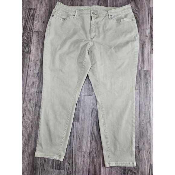 (3/$35) a.n.a Jeans Womens 18W Sage Green Mid-Rise Skinny Ankle Plus Size Denim - Picture 1 of 11